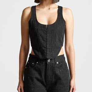 Maniere De Voir Black Rhinestone corset